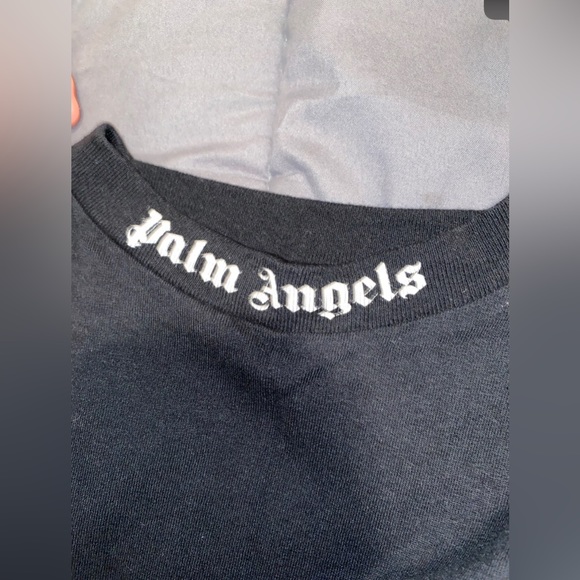 Size: XS Black Palm Angels Logo Print Long Sleeve T-Shirt - Picture 7 of 9